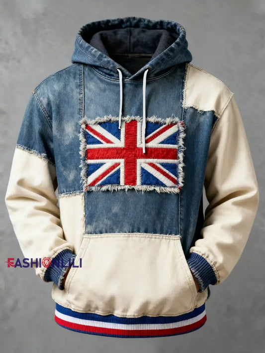Men’s England Flag Printed Casual Hoodie As picture / S