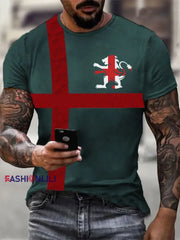 Men’s England Flag Printed Casual T-Shirt Green / S