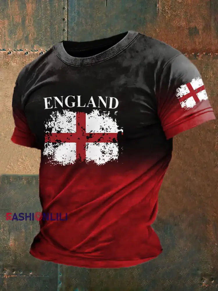Men’s England Flag Printed Casual T-Shirt Red / S