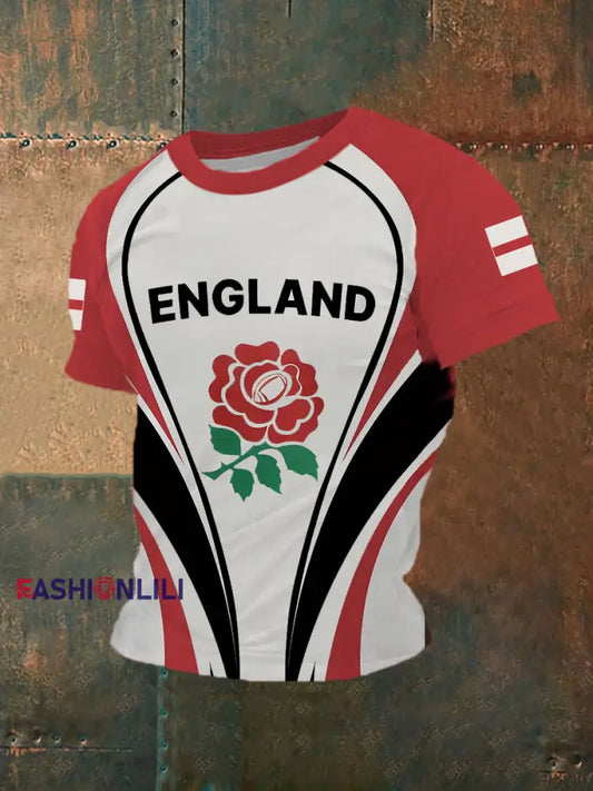 Men’s England Flag Printed Casual T-Shirt Red / S