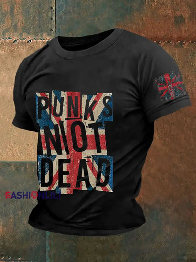 Men’s England Flag Printed Short Sleeve T-shirt Black / S