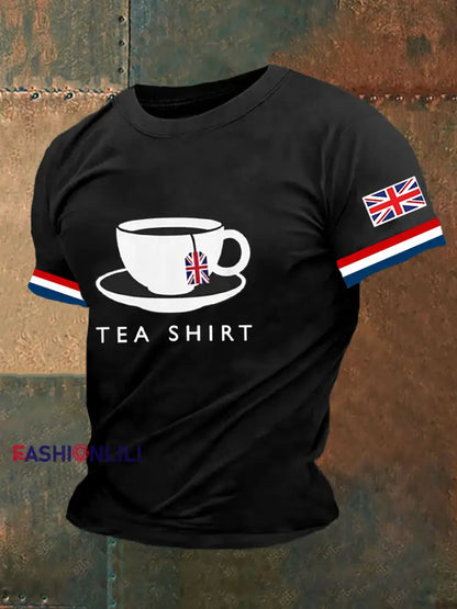 Men’s England Flag Tea Shirt Printed Short Sleeve T-shirt Black / S