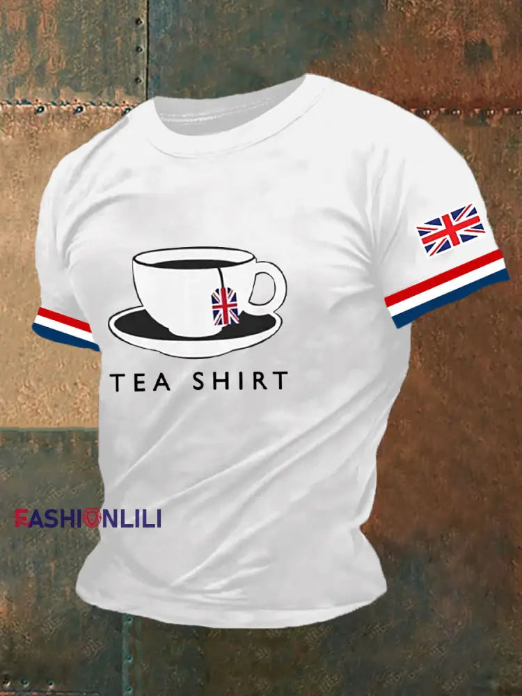 Men’s England Flag Tea Shirt Printed Short Sleeve T-shirt White / S