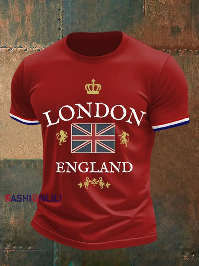 Men’s England Print Casual Tee Red / S