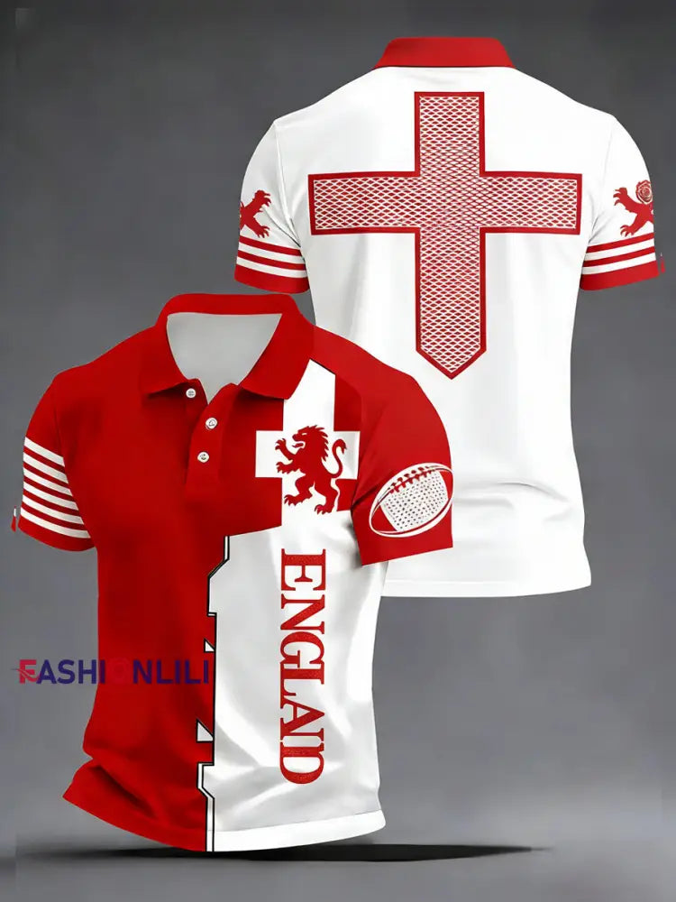 Men’s England Rugby Art Print Polo Shirt A / S