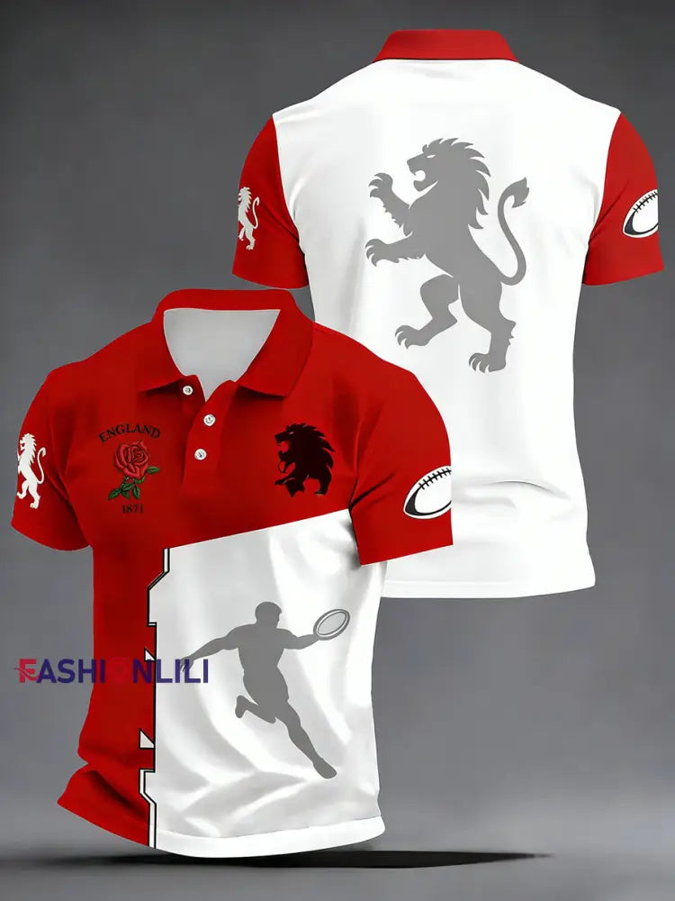Men’s England Rugby Art Print Polo Shirt A / S
