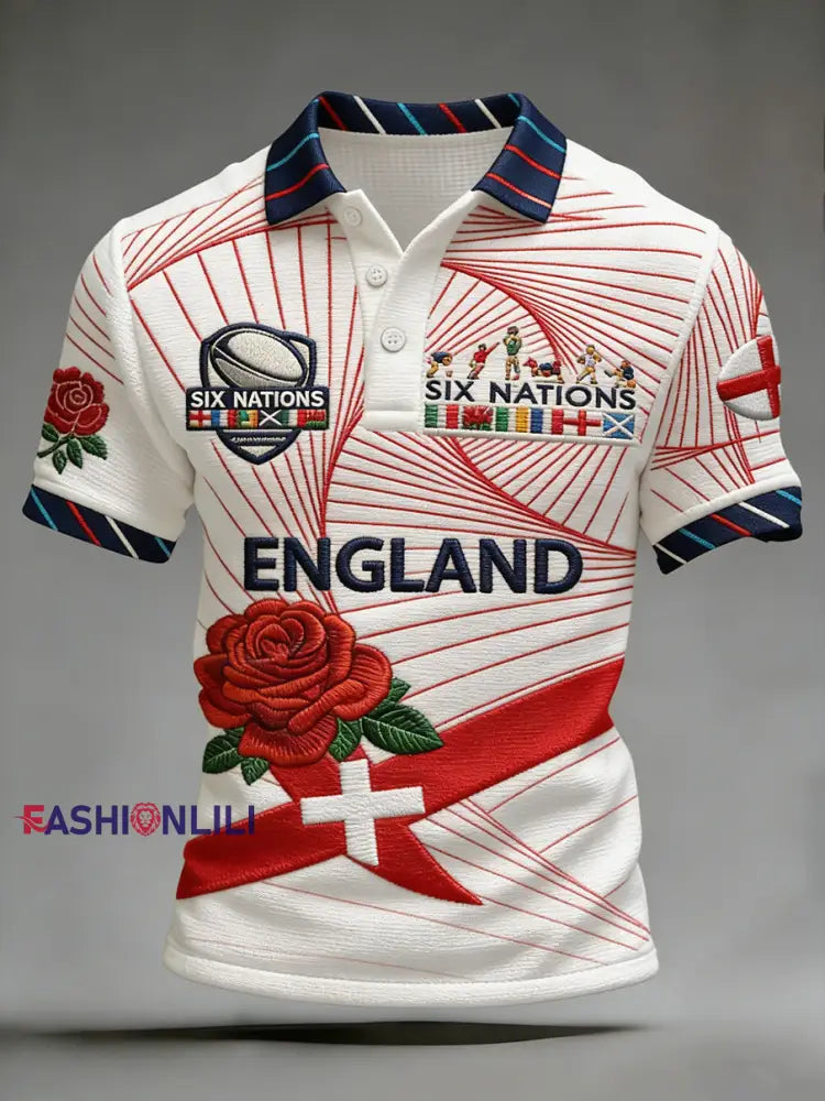 Men’s England Rugby Art Print Polo Shirt A / S