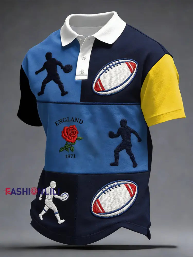 Men’s England Rugby Art Print Polo Shirt A / S