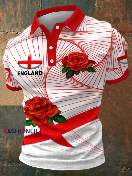 Men’s England Rugby Lover Printed Casual Tops White / S