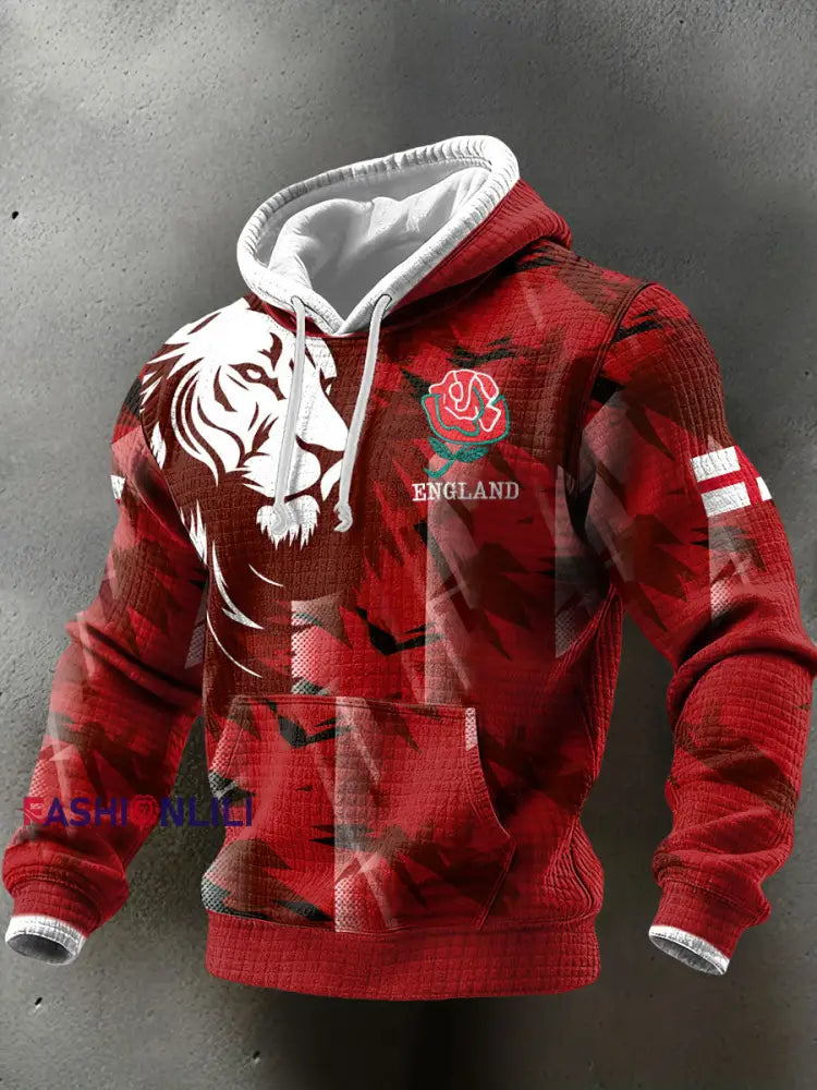 Men’s England Rugby Lover Printed Hoodie Red / S