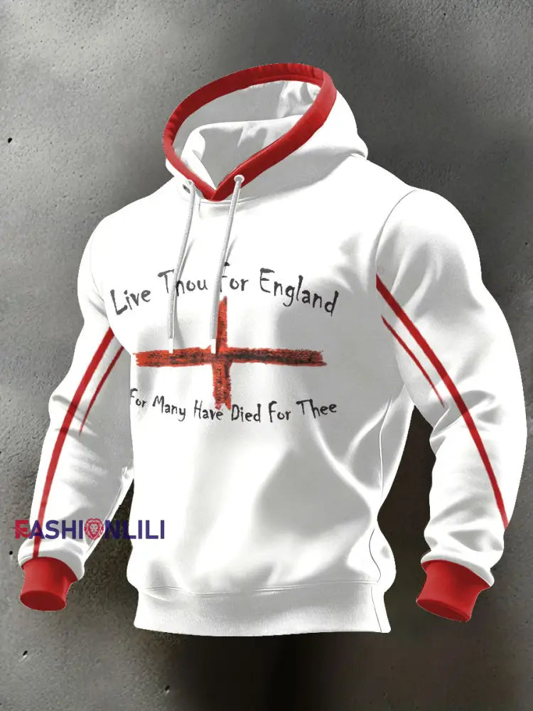 Men’s England Rugby Lover Printed Hoodie White / S