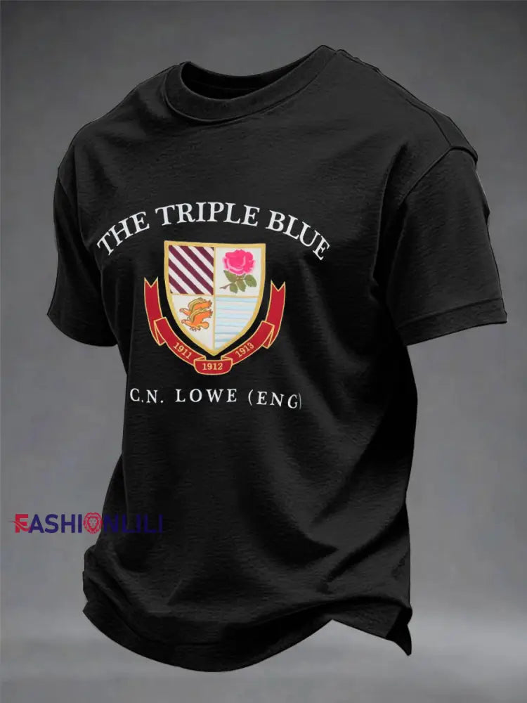 Men’s England Rugby Lover Printed imitation cotton short-sleeved T-shirt Black / S