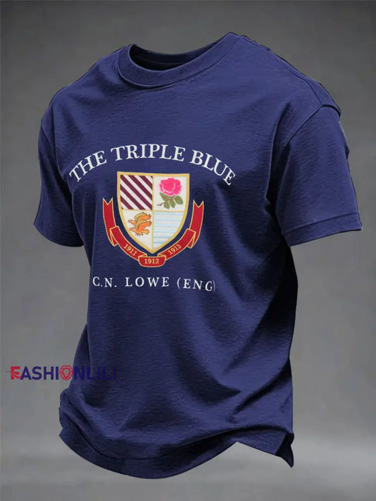 Men’s England Rugby Lover Printed imitation cotton short-sleeved T-shirt Navy Blue / S
