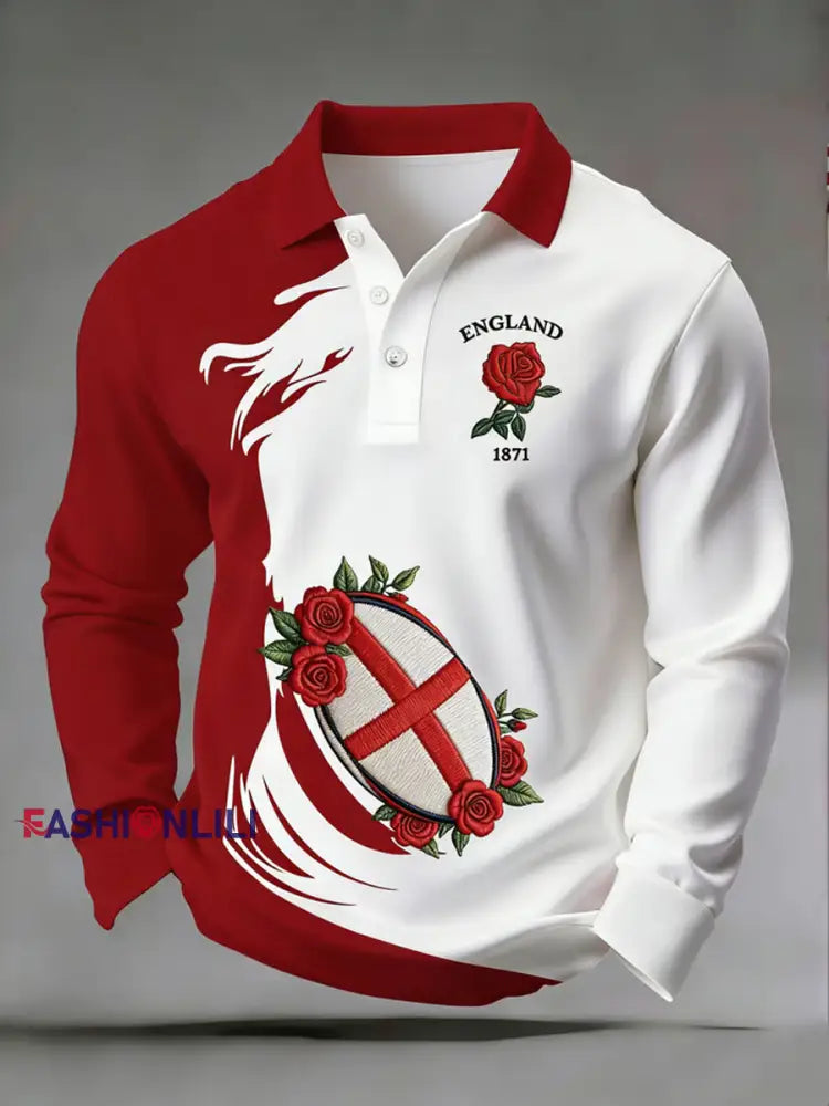 Men’s England Rugby Lover Printed long sleeve shirt As picture / S