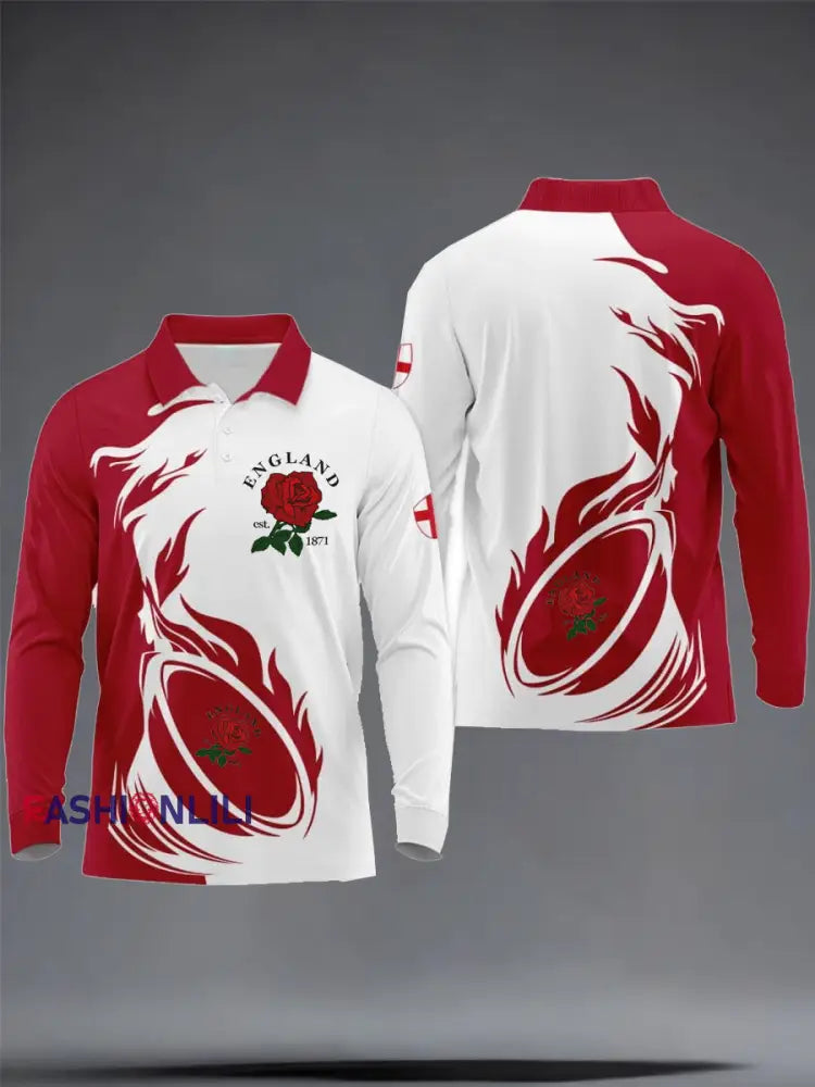 Men’s England Rugby Lover Printed long sleeve shirt As picture / S
