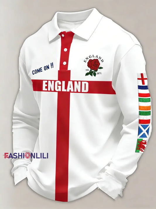 Men’s England Rugby Lover Printed long sleeve shirt White / S