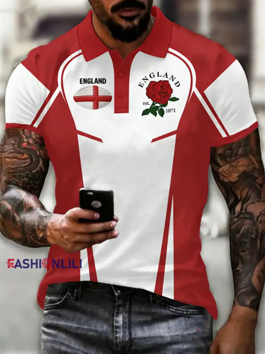 Men’s England Rugby Lover Printed polo shirt As picture / S
