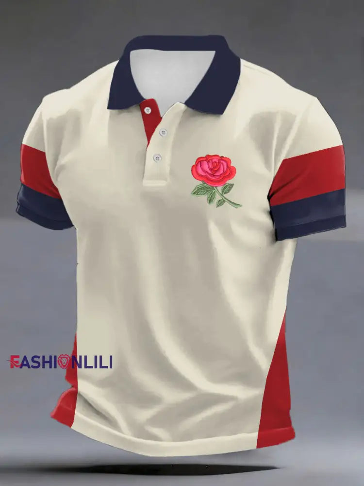 Men’s England Rugby Lover Printed polo shirt Creamy-White / S