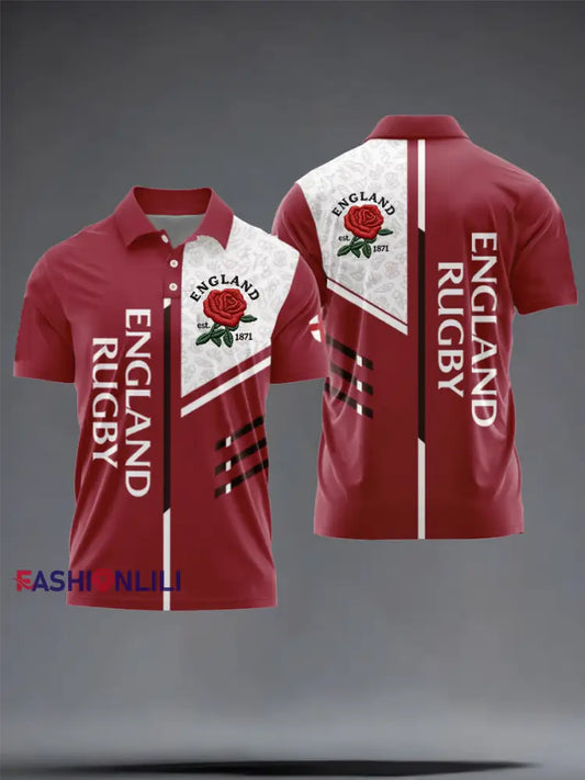 Men’s England Rugby Lover Printed polo shirt Red / S