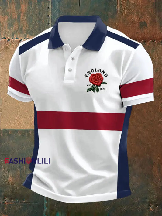 Men’s England Rugby Lover Printed polo shirt White / S