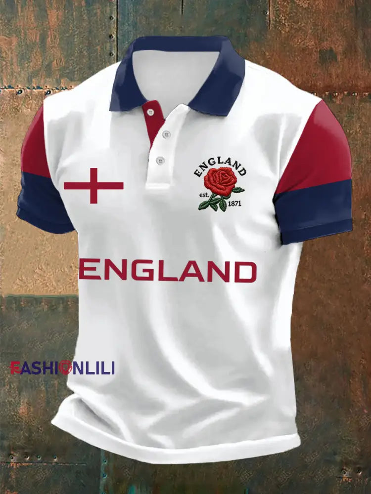 Men’s England Rugby Lover Printed polo shirt White / S
