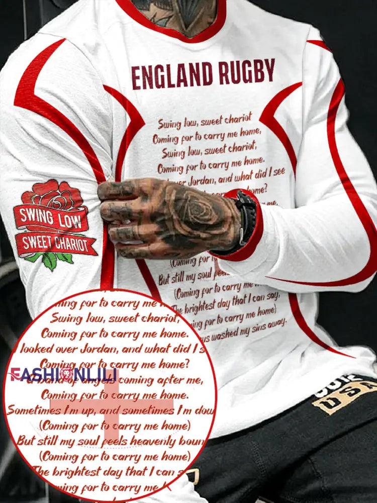 Men’s England Rugby Lover Printed Tops White / S