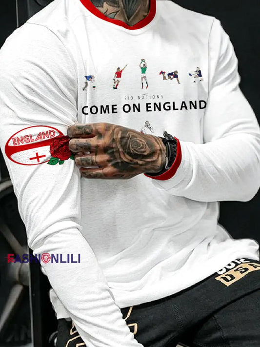 Men’s England Rugby Lover Printed Tops White / S