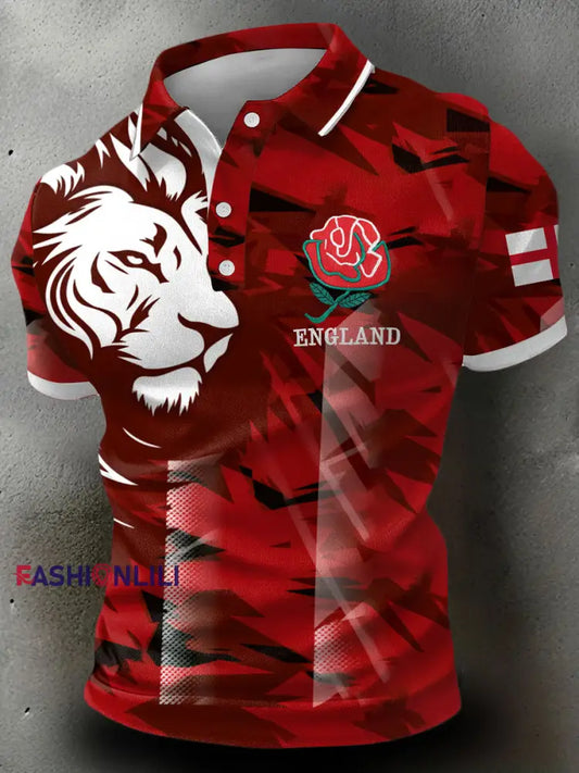 Men’s England Rugby Roses Printed Casual Tops Red / S