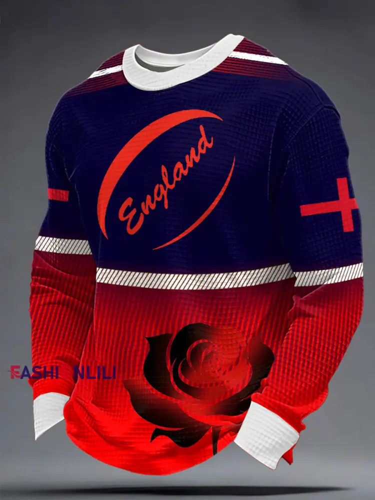 Men’s England Rugby Roses Printed Waffle Sweatshirt As picture / S
