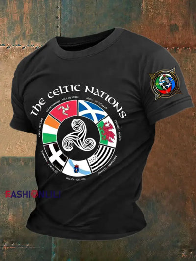 Men’s England Scotland Celtic Printed T-shirt Black / S