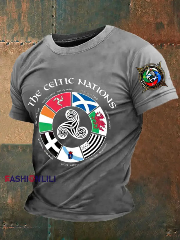 Men’s England Scotland Celtic Printed T-shirt Light Gray / S