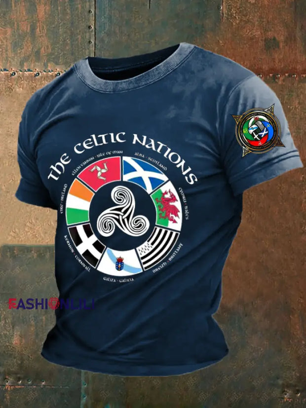 Men’s England Scotland Celtic Printed T-shirt Navy Blue / S