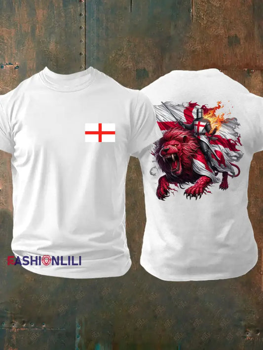 Men’s English Crusaders Printed imitation cotton short sleeved T shirt White / S