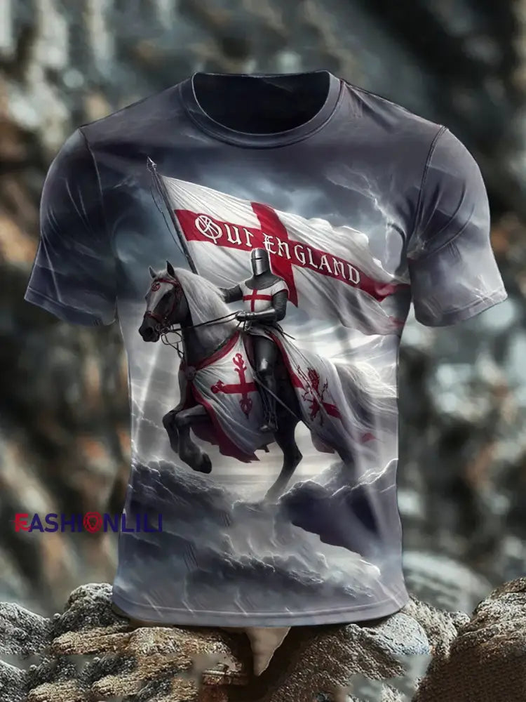 Men’s English Crusaders Printed short sleeves t shirt As picture / S