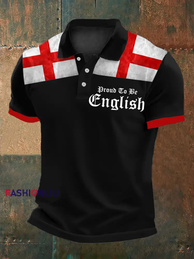 Men’s English Proud Polo Shirt Black / S