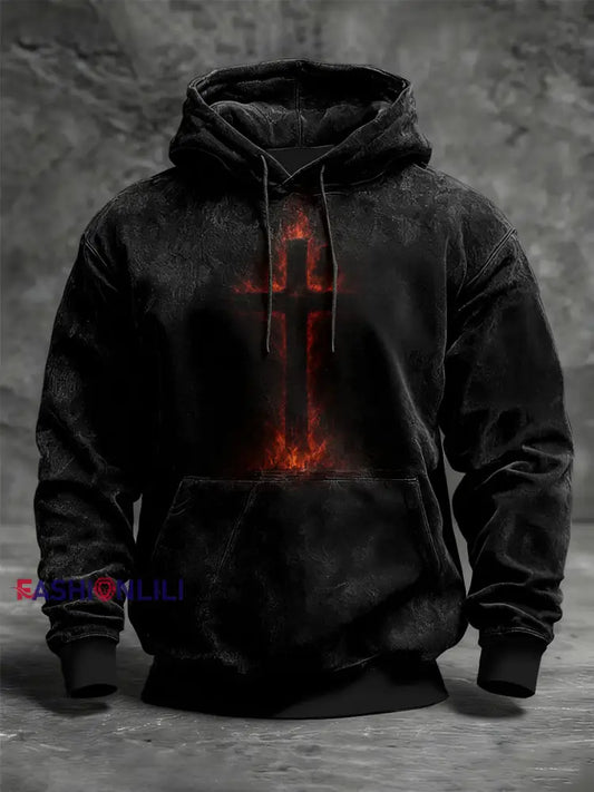Men’s Faith Oversized Drop-Shoulder Hoodie with Pockets Black / S