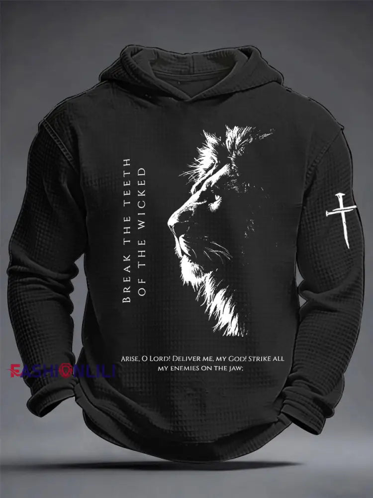 Men’s Faith Print Waffle Hoodie Black / S