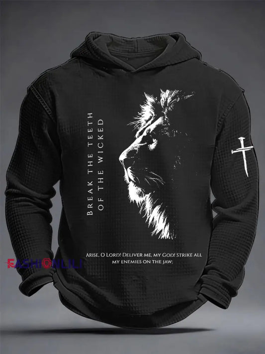 Men’s Faith Print Waffle Hoodie Black / S