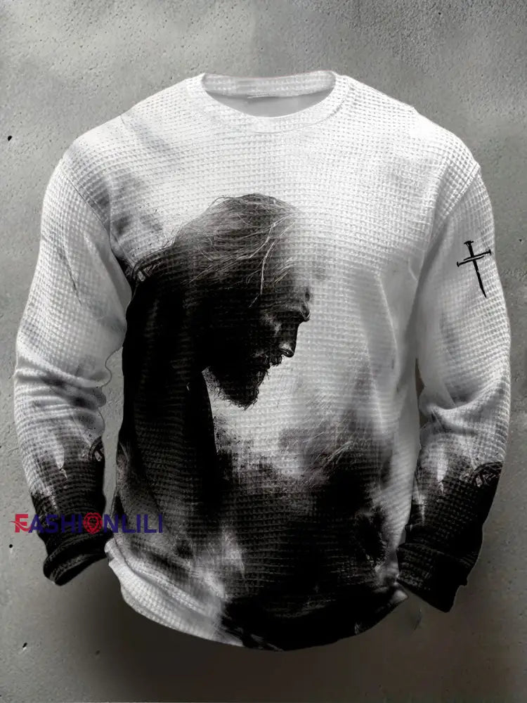 Men’s Faith Waffle Print Casual T-Shirt White / S