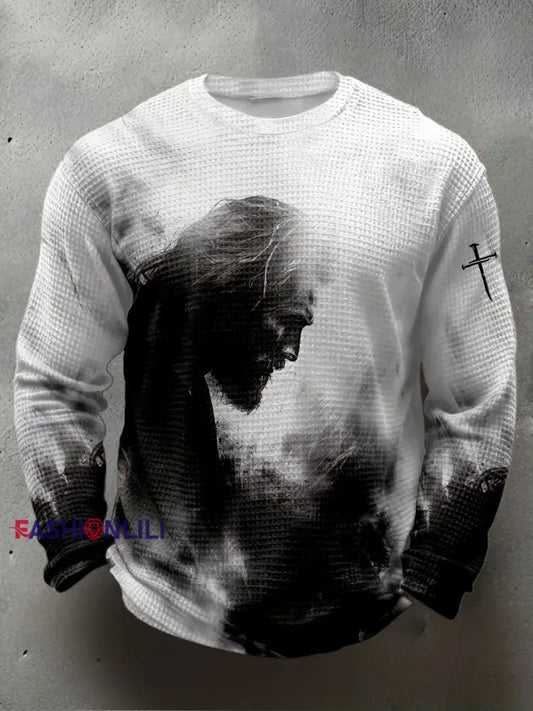 Men’s Faith Waffle Print Casual T-Shirt White / S