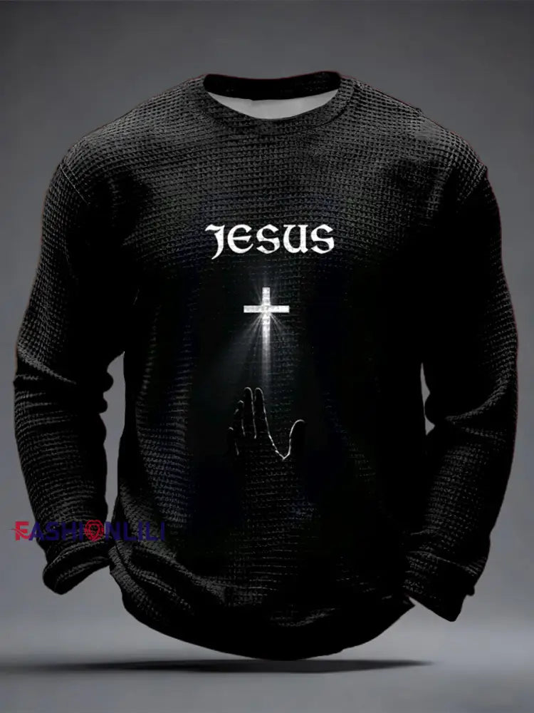 Men’s Faith Waffle Top Black / S