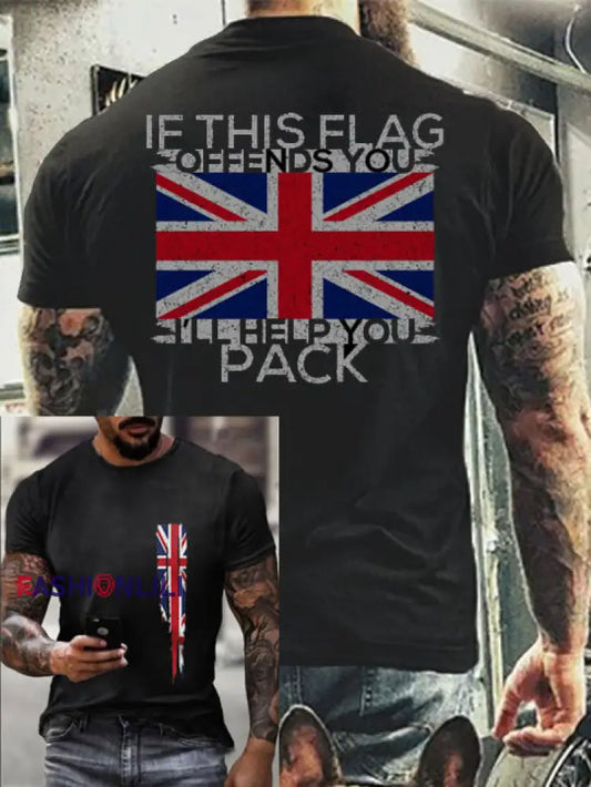 Men’s Flag Print Top Black / S