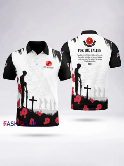 Men’s FOR THE FALLEN Short Sleeve Polo Shirt Black / S