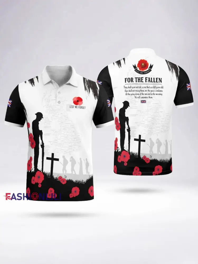 Men’s FOR THE FALLEN Short Sleeve Polo Shirt White / S