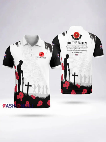 Men’s FOR THE FALLEN Short Sleeve Polo Shirt White / S