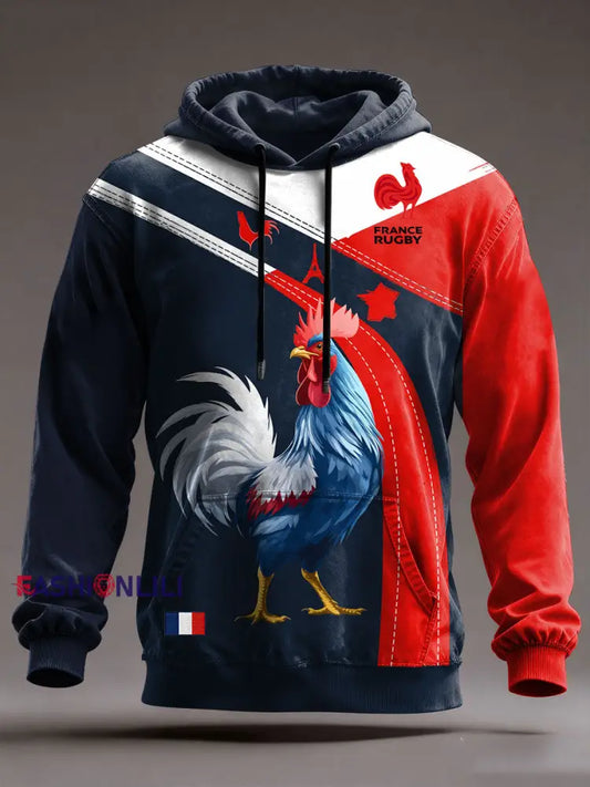 Men’s France Rugby Oversized Drop-Shoulder Hoodie With Pockets As picture / S