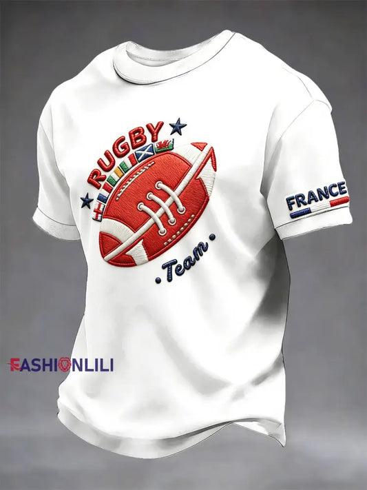 Men’s France Rugby Six Nations 3D-Printed Casual White T-Shirt White / S