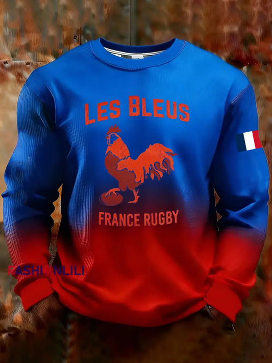 Men’s France Rugby Waffle Long Sleeve T-Shirt As picture / S