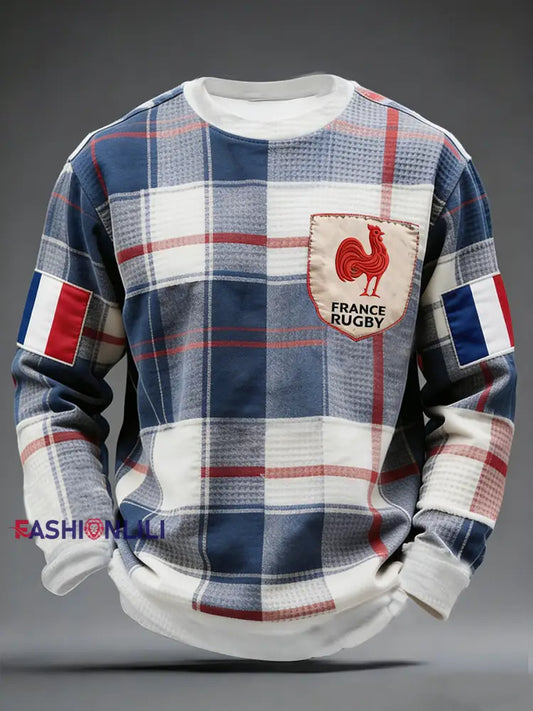 Men’s France Rugby Waffle Long Sleeve T-Shirt As picture / S