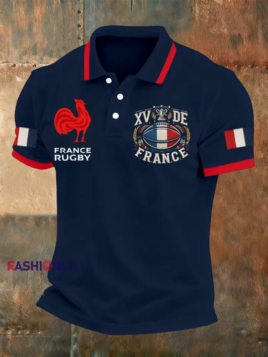 Men’s French Rugby Print Polo Shirt A / S